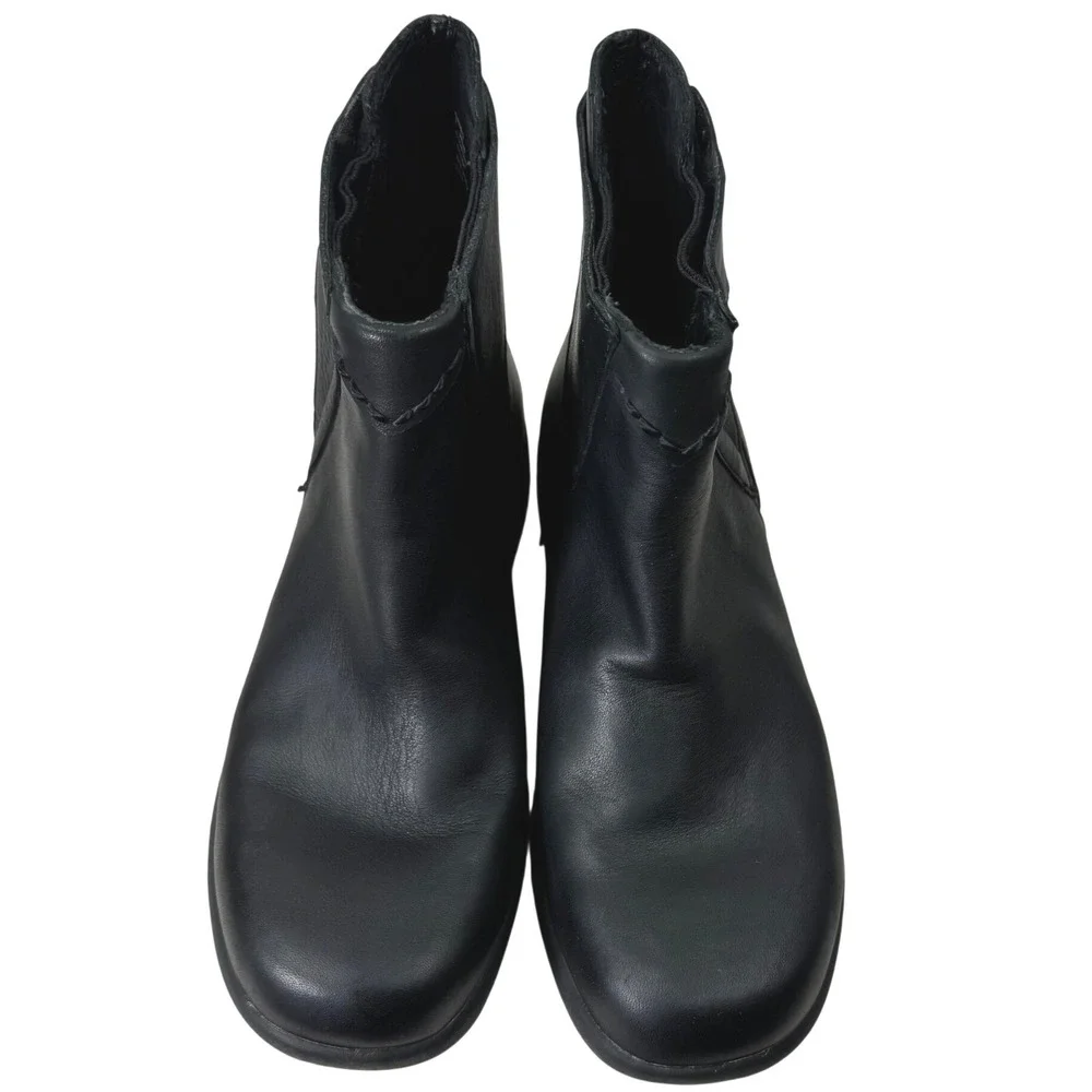 L.L. Bean‎ Ankle Boots Womens 7 Black Leather Side Zip Low Heel 0BPG504 Classic